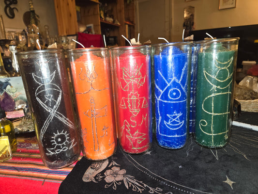 Carved intention candles